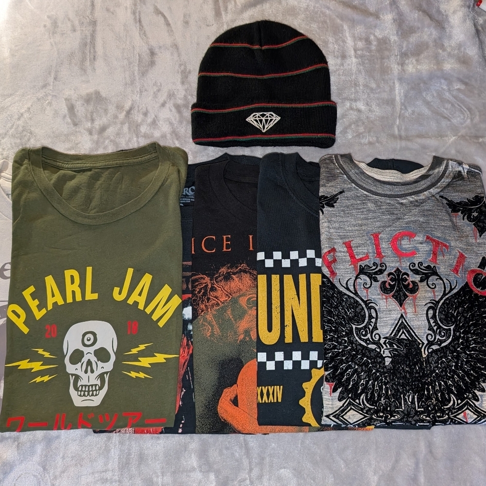 Rare 90's GRUNGE Rock Affliction Soundgarden Pearl Jam The Crow T-Shirt Bundle S